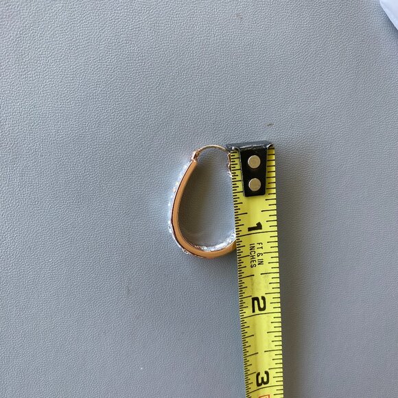 Fifth Avenue Rose Gold Crystal Oval Hoop Earrings NWT - Picture 6 of 8
